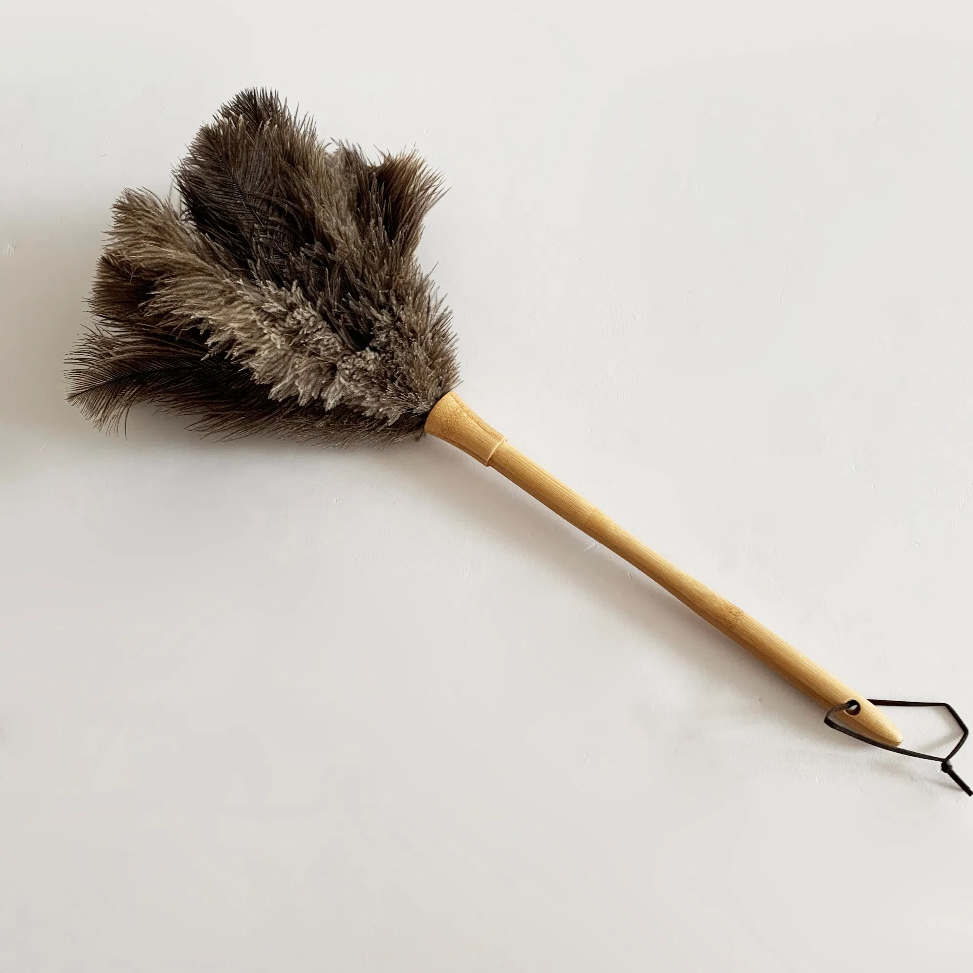 Duster with Super Soft Real Ostrich Feather and Natural Finish Brown Bamboo Handle for Home Furniture Cleaning