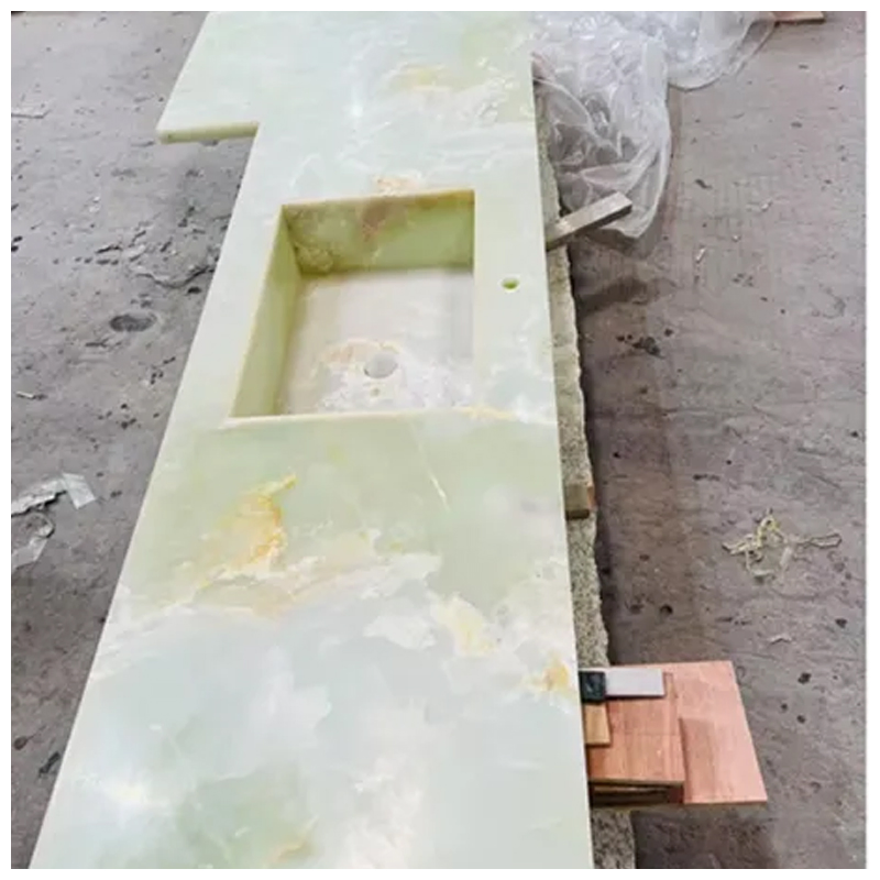 Green Onyx Marble Single Rectangle Sink Vanity Tops