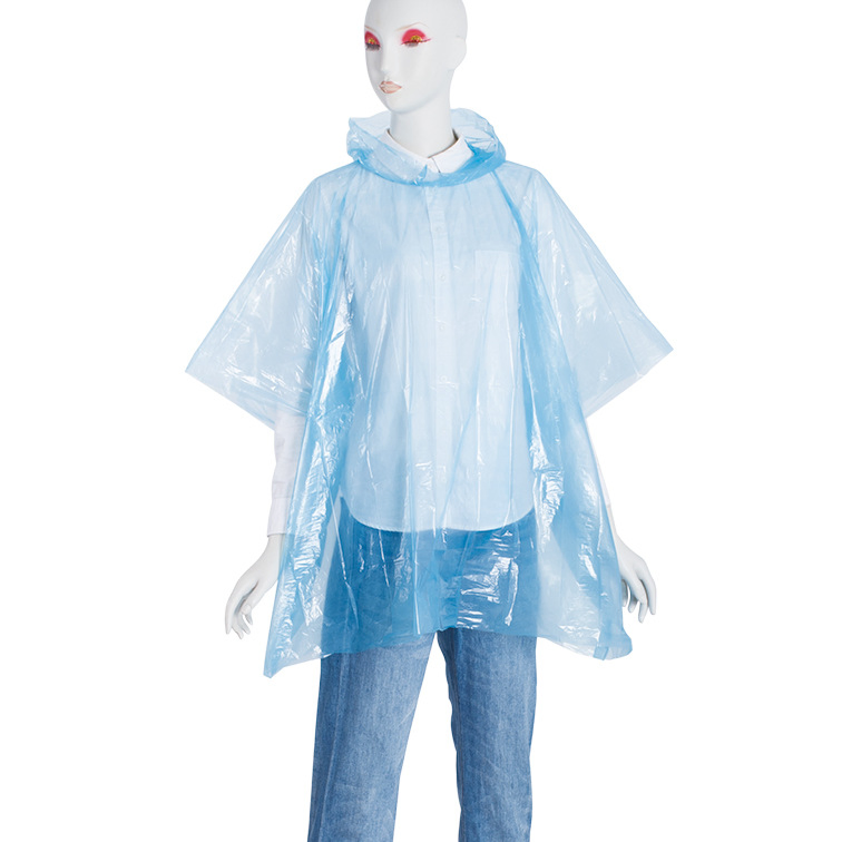 Outdoor Adult Waterproof Disposable PE Plastic Raincoat for Bikers