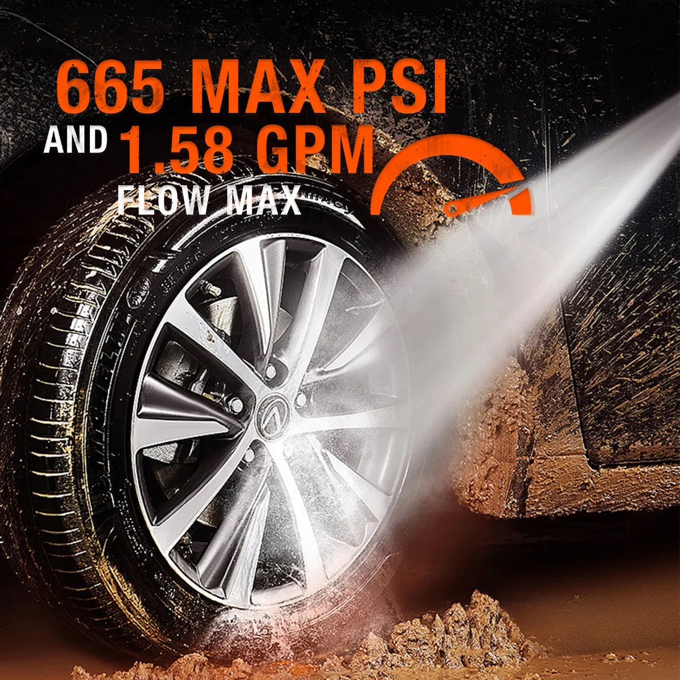 Yard Force 20V Aquajet Gen2 PRO Pressure Washer, 45bar (652PSI) Max & 360L/H (95GPH) High-Flow, 4.0ah Extended Runtime for Concrete, Car, Fence - Lw C04