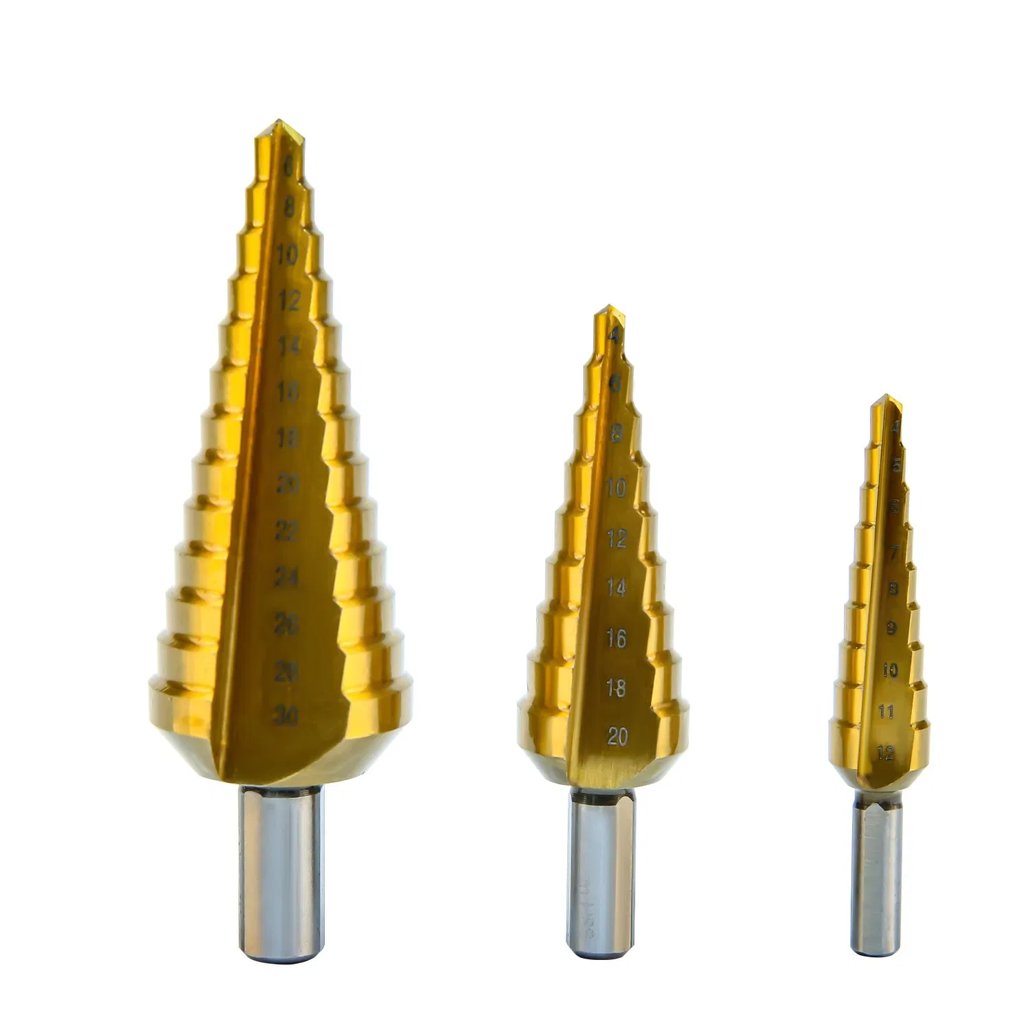 Goldmoon 3PCS High Speed Steel Straight Groove Step Drill Bits for Metal