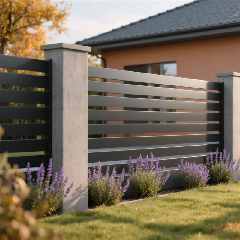 2026 Popular WPC Powder Coating Black Grey 20X60mm Wrought Iron Aluminium Batten Fence Panels for Family