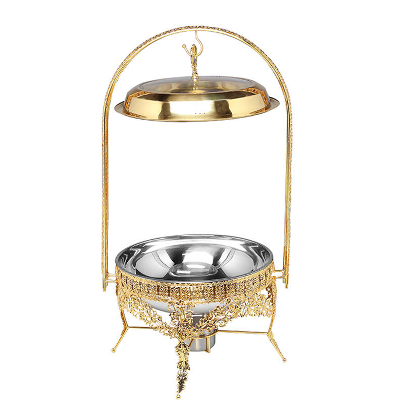 Multifunctional Metal Lid Middle East Export for Outdoor Weddings Includes Forks Warming Golden Buffet Stove