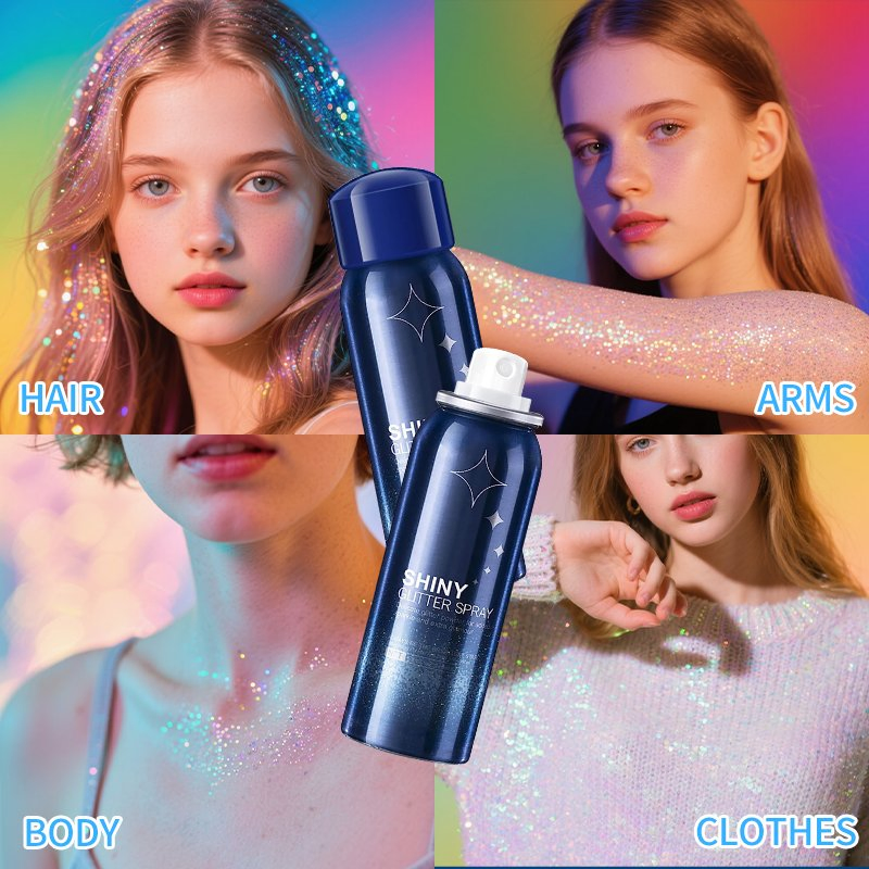 Hair Shimmer Spray Wholesale Party Makeup Shiny Gold Purple Glitter Powder Setting Spray