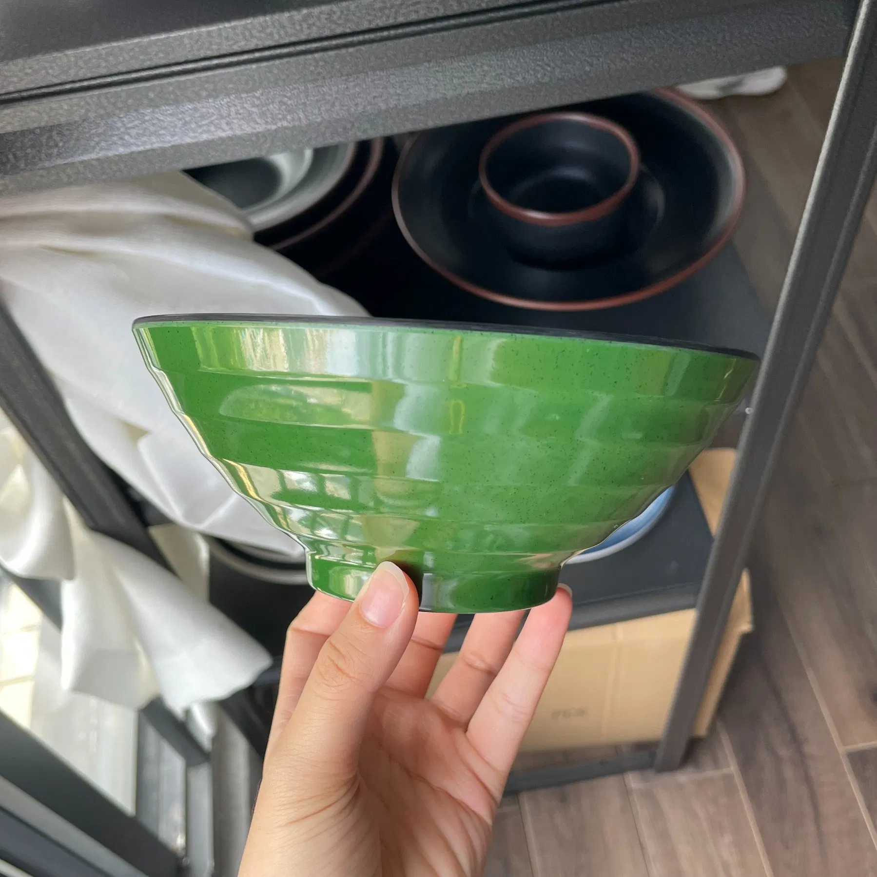 Dark Green Noodle Bowl, Melamine Bowl, Drop-Resistant Bowl