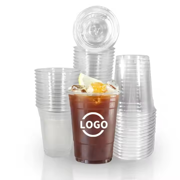 Custom Logo Disposable Pet Bubble Tea Juice Coffee Cup 500ml 700ml