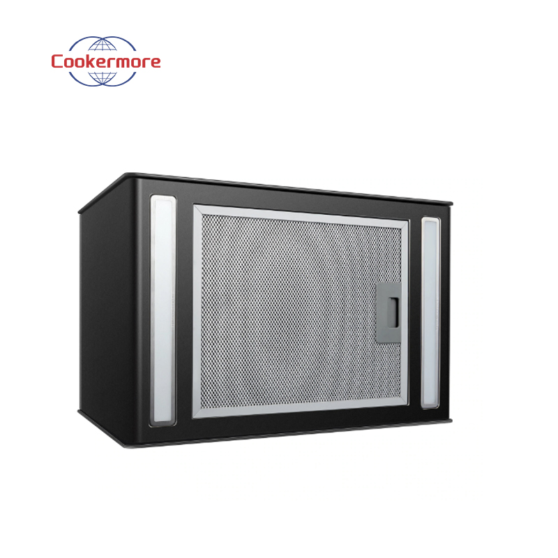 Durable Tempered Glass Island Mounted Square Kitchen Ventilation Range Hood