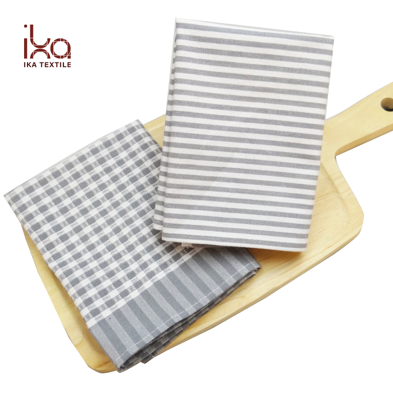 Modern Grey White Plaid Table Cloth Fine Dining Restaurant Custom Pattern Yarn Dye Cotton Napkins