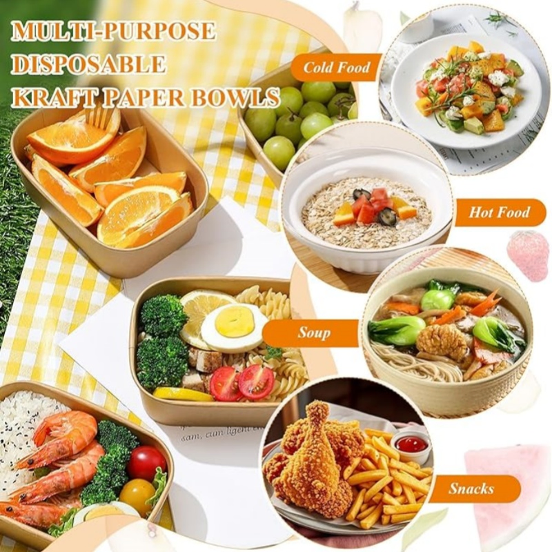 Brighthomey Disposable Paper Bowl with Lid