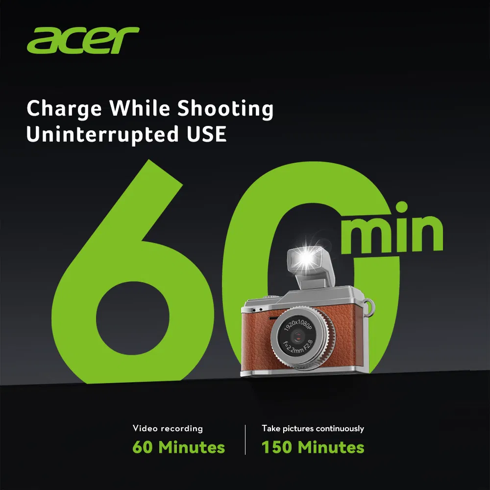 Acer Vintage Screen Recording Sports 1080P Camera Mini Retro Keychain Digital Camera