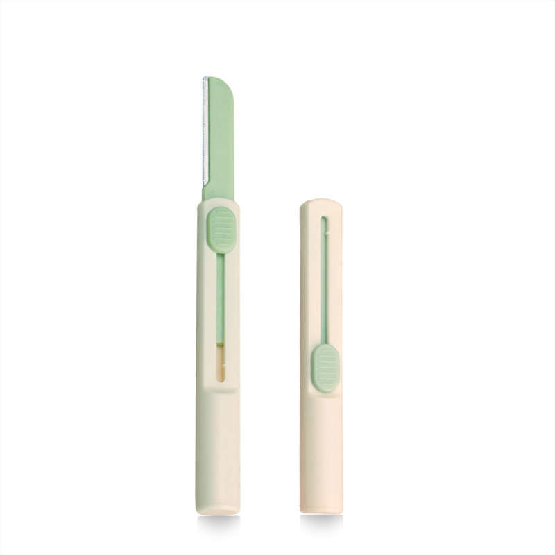 Cylindrical Retractable Eyebrow Razor Stainless Steel Macro Eyebrow Razor Shaving Tool