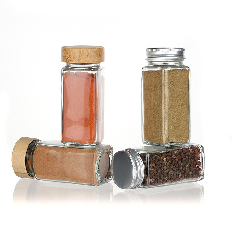 Hot Sale 4 Oz Transparent Square Glass Jars for Spices for Wholesaler