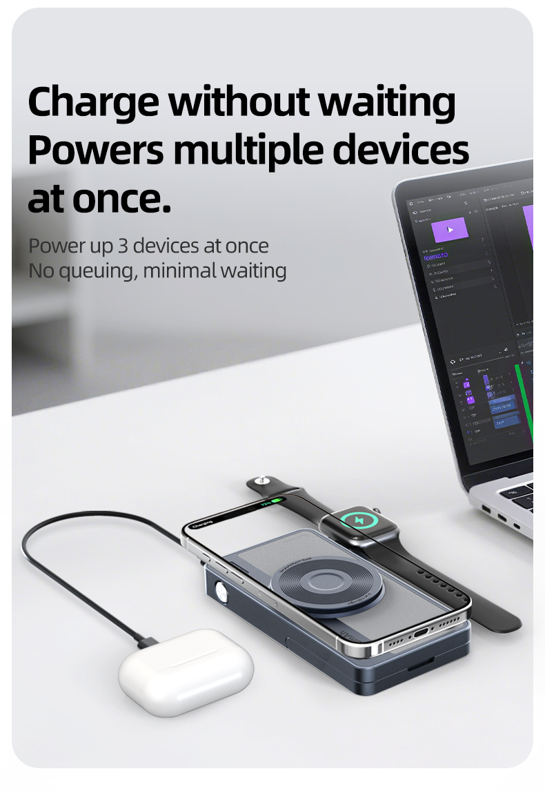 2026 Multiple Function New Design Portable Stand Power Bank 10000mAh Magnetic Wireless Charging Holder Quick Charge