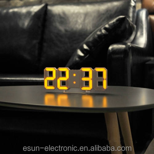 Unique Digital Weather Station 3D LED Wall Hanging Table Alarm Clock