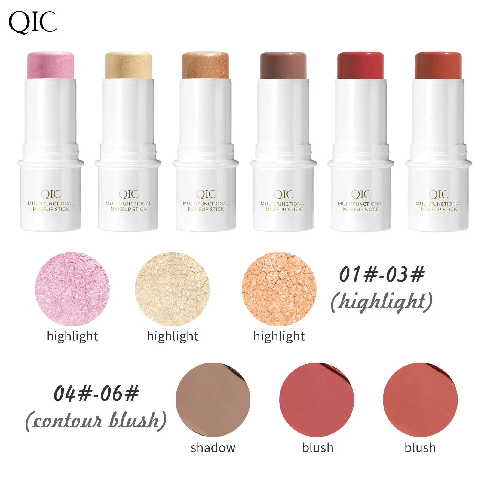 Private Label Makeup Stick Vegan Creamk Face Eye Cheek Tint Waterproof 6 Colors Contour Stick Shimmer Stick