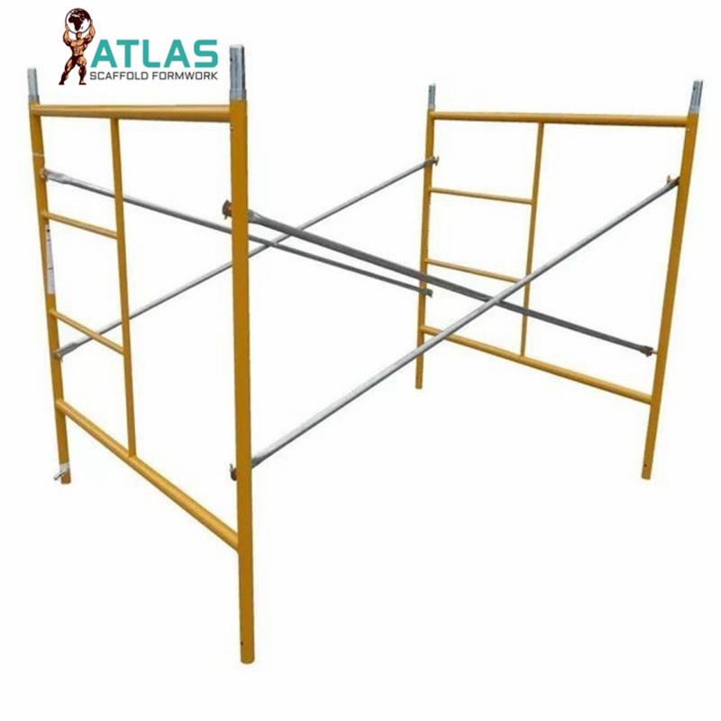 Construction Galvanized Painted H Frame Ladder Walk Through Scaffolding Andamio 1219X1700 1700X1950mm
