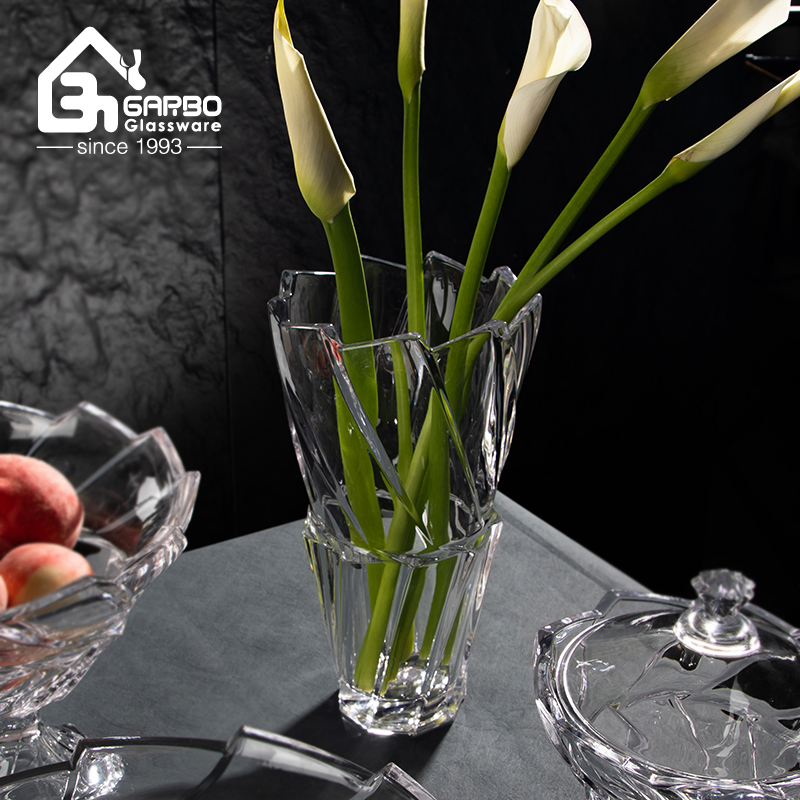 Glass Fruit Plate in Big Size Garbo New Design High White Transparent with Stand