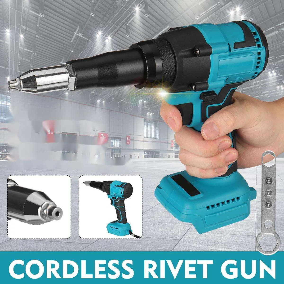 Cordless Nut Riveter Kit with LED Light and Drill