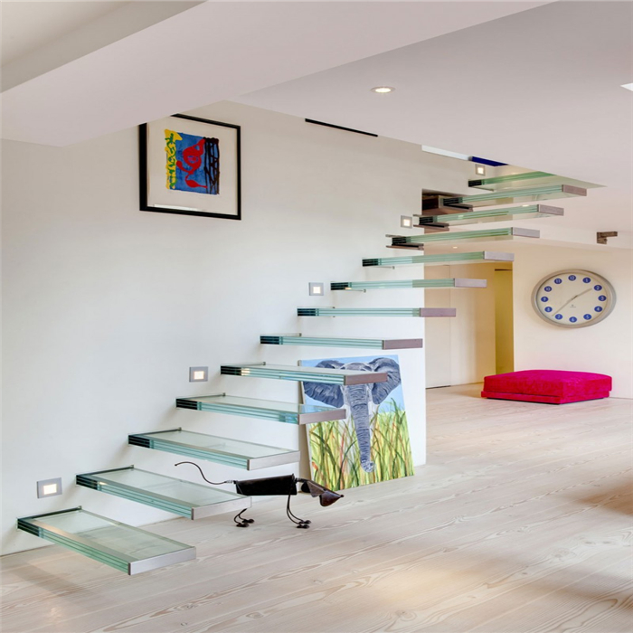 Glass Stair Lights Floating Staircase Modern Glass Stairs DIY Floating Stairs