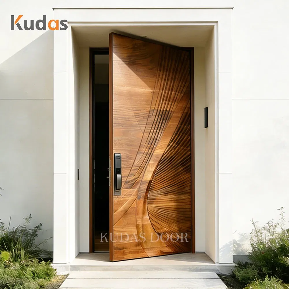 Luxury Solid Wood Pattern Outdoor Home Armored Wooden Security Anti-Theft Entrance Door
