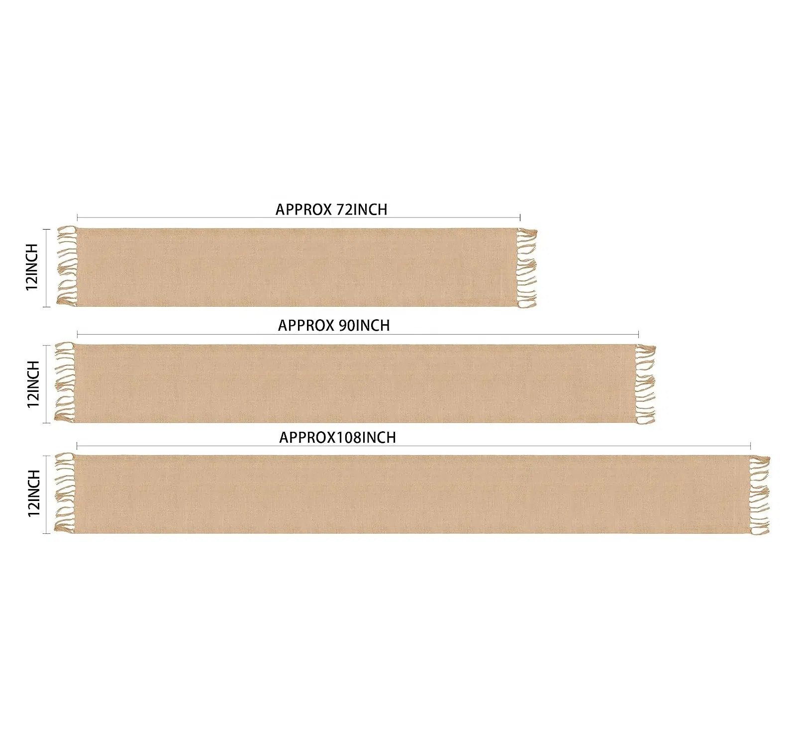 Natural Rustic Jute Burlap Table Runner with Tassels Runner