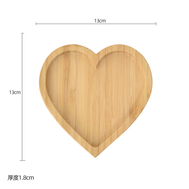 Multi-Shape Bamboo Wood Tray, Round, Heart, and Leaf Style Serving Tray