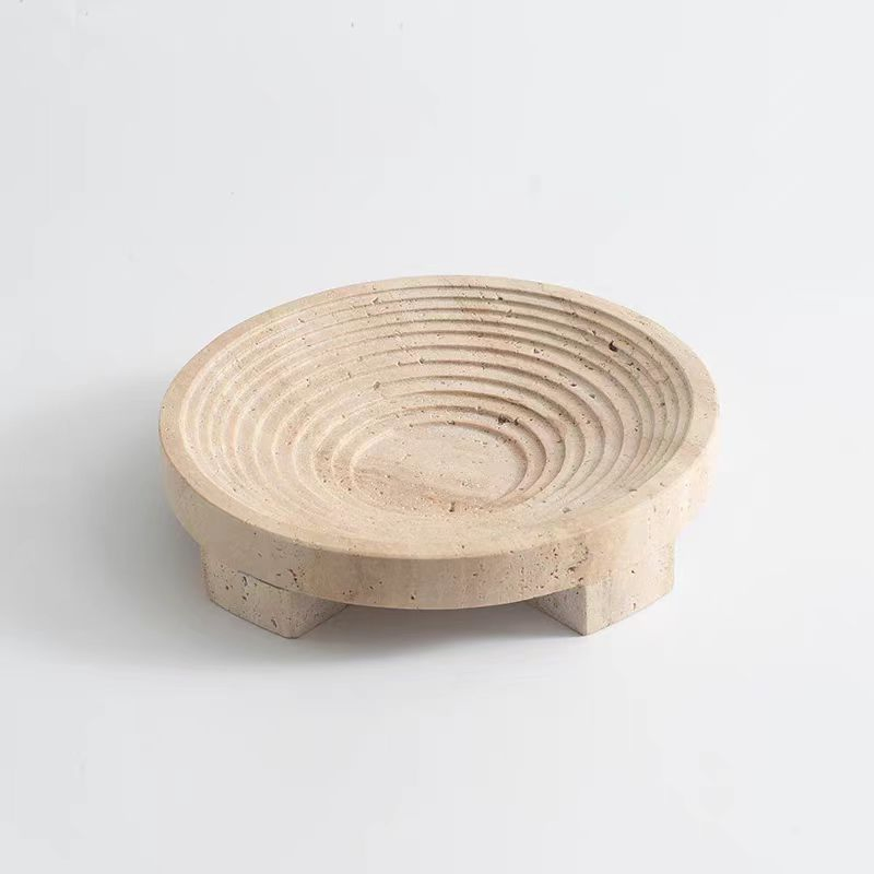 Wholesale Fruit Snack Candy Servging Bowl Home Decoration Modern Centerpiece Travertine Bowl