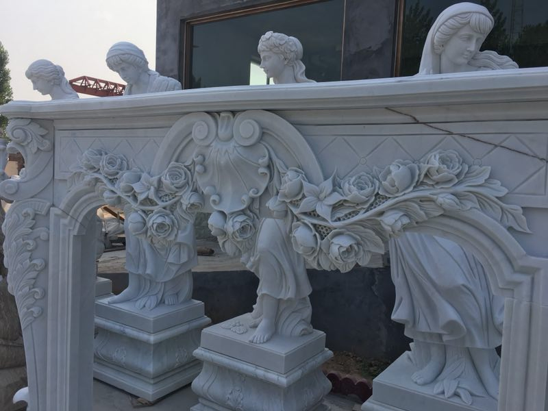 Professional Factory Home Indoor Hand Carved Produce Natural Stone Marble Fireplace