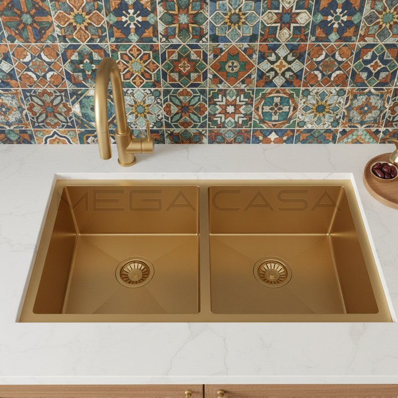 316 Kitchen Sink Custom-Sized Stainless Steel Double Bowl Sink for Ultimate Home Solution