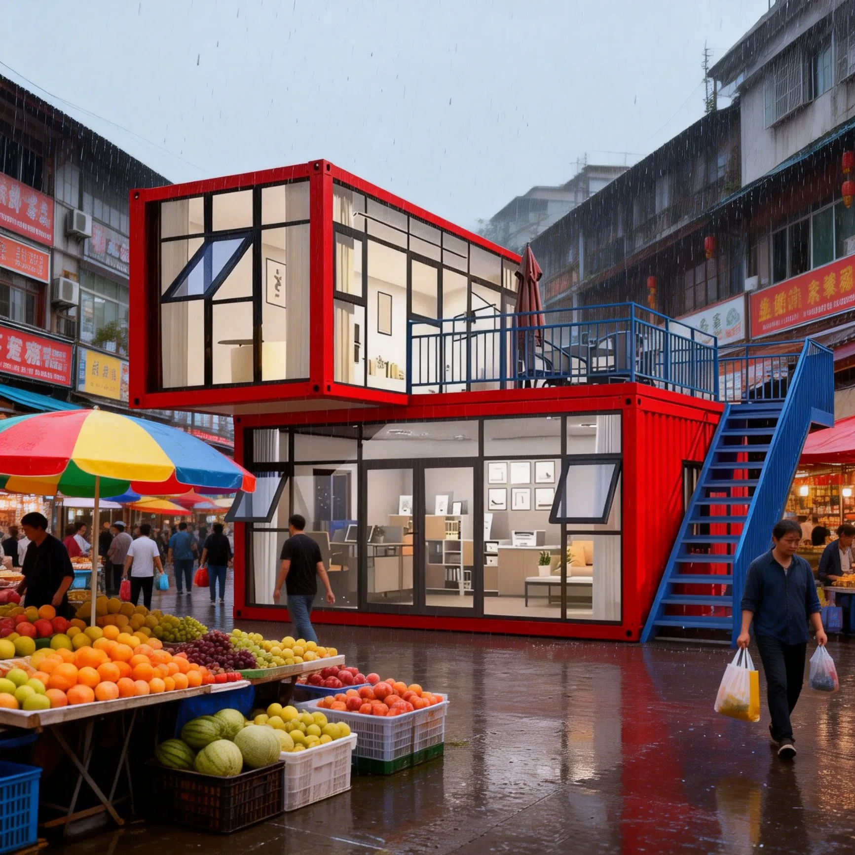 Hot Sale Color Customized Modern Style Steel and Glass Structure House Modular Container House Prefabricated House