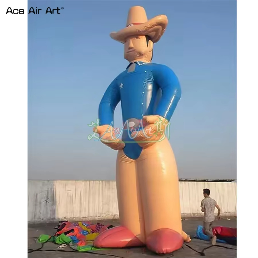 Giant Inflatable Cow Boy Cartoon Character Balloon for Outdoor Decoration Advertising,
