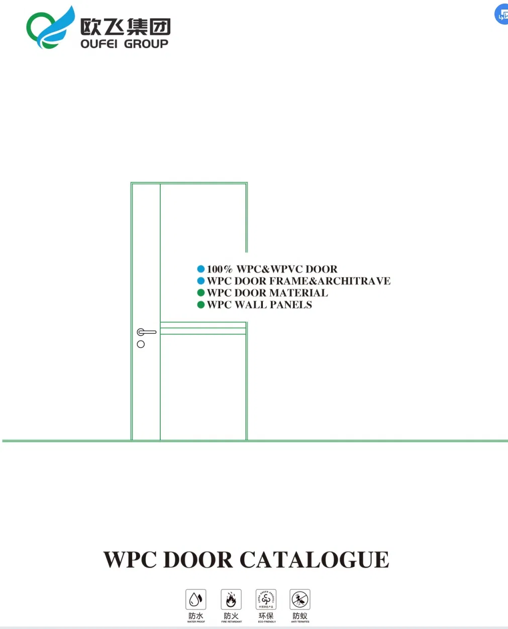 Eco Flame Retardant Full WPC Door Panel Frame Architrave Raw Finished Material