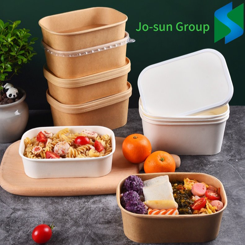 Factory Outlet Biodegradable Rectangle Kraft Paper Bowl Recyclable Kraft Paper Disposable Salad Bowl