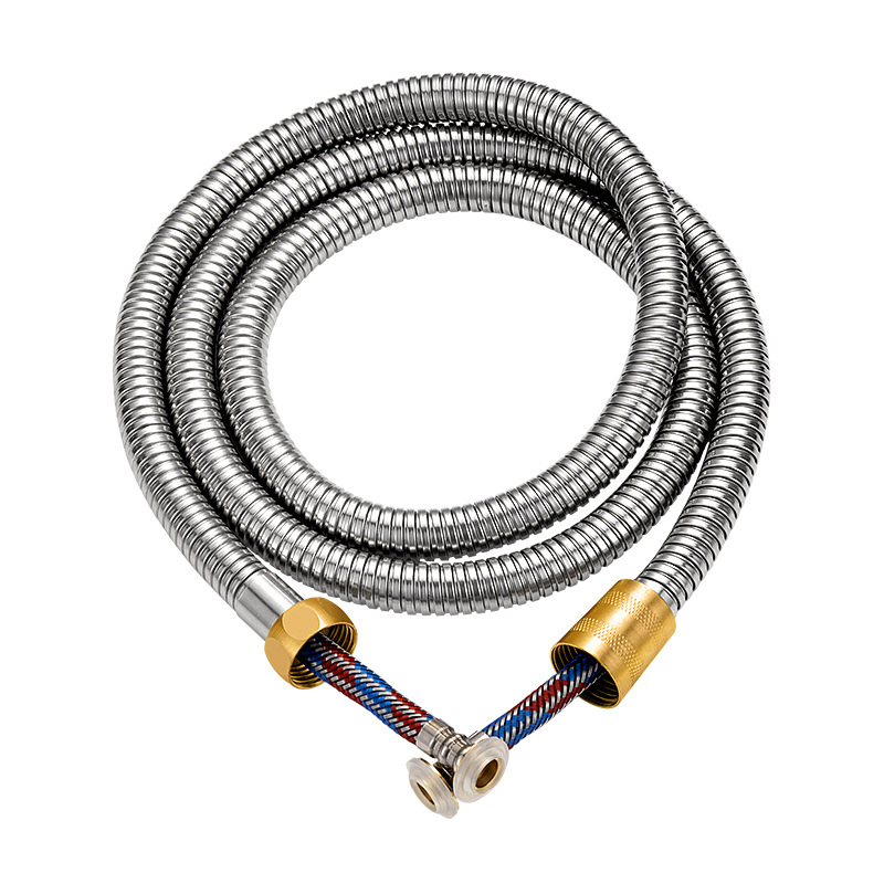 304 Stainless Steel Anti Leak 1.5m 2m Explosion Proof Braided Steel Wire Solid Brass Insert Nut Showerhead Hose