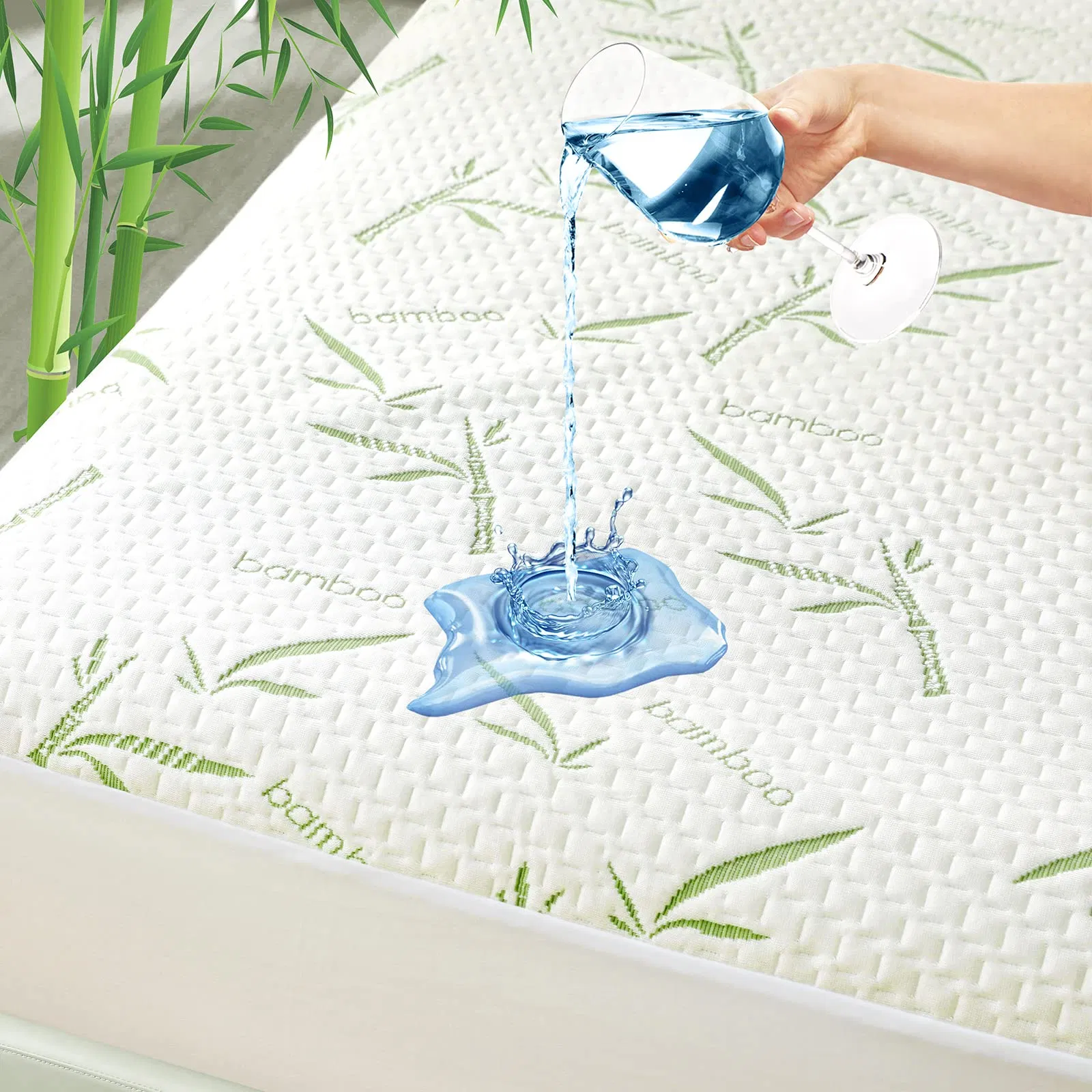 Printed Bamboo Mattress Protector Waterproof Mattress Cover