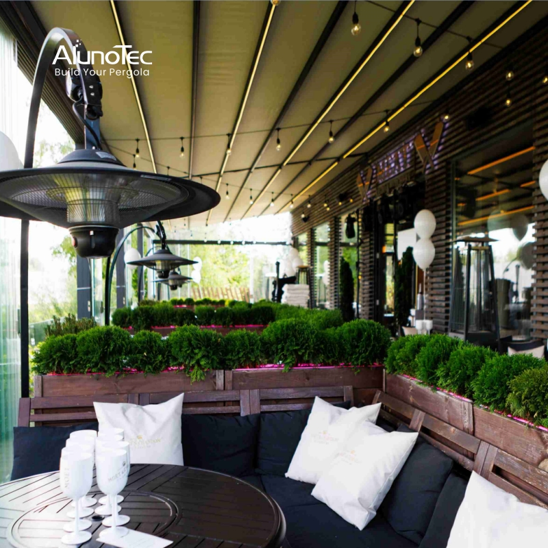 AlunoTec 22X6 4X5 4X6 Meters Waterproof Wind Resistant Garden PVC Motorized Canopy Aluminum Retractable Outdoor Shade Awning