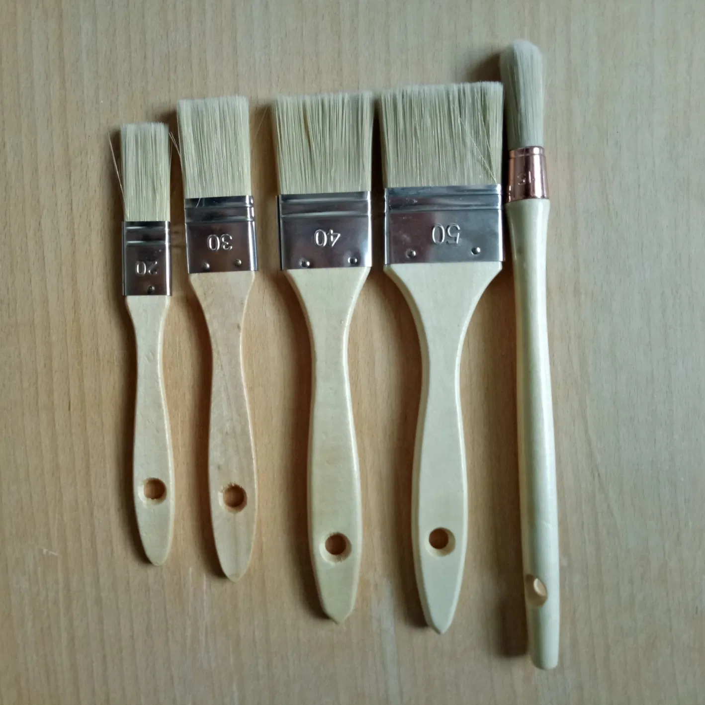 Набор кистей для покраски с деревянной ручкой, 5 шт.