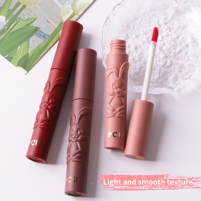 Cute Emboss Rabbit Waterproof Lasting Lip Gloss Creamy Matte Velvet Beauty Lipstick