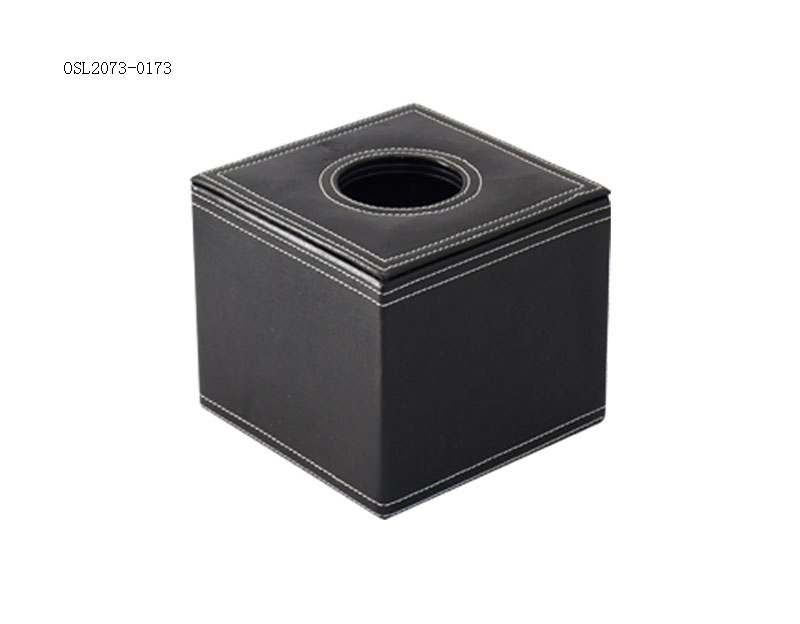 China Factory Custom PU Leather Hotel Office Supplies Tissue Box