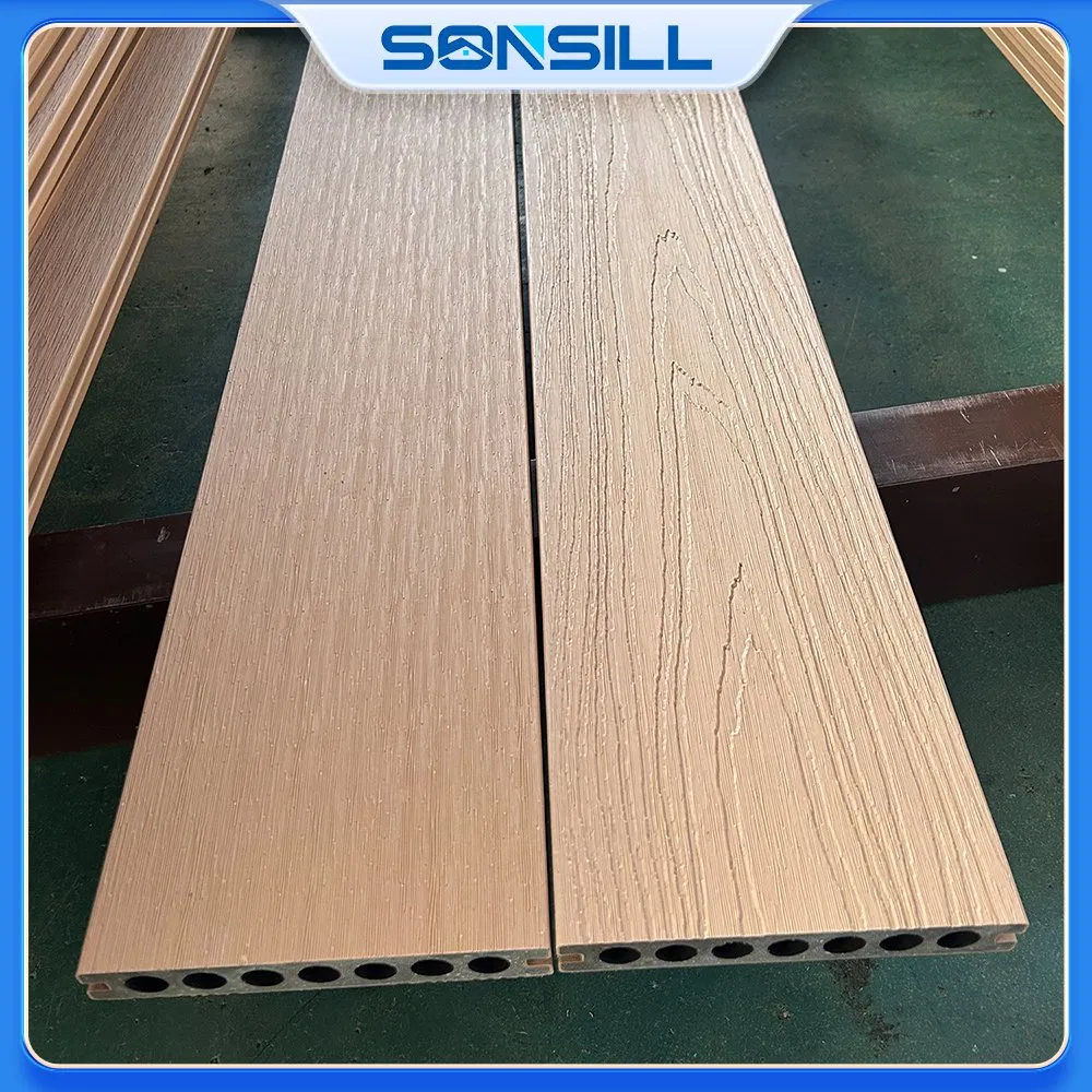 Sonsill Easy Installation Decoration Waterproof DIY Deck Tile 3D Embossed Composite Decking Outdoor WPC Flooring
