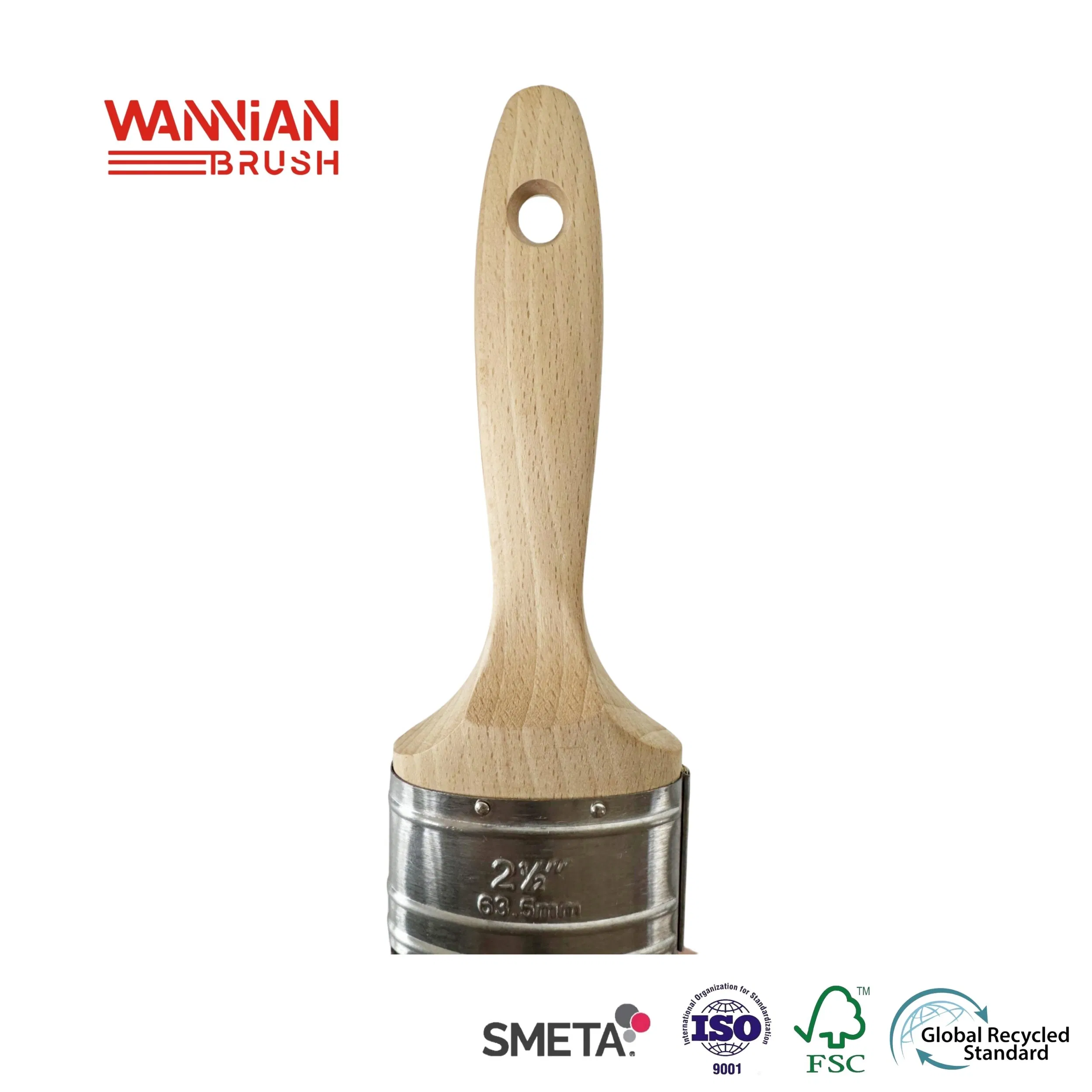 2.5-Inch High Quality Beech Wood Handle Elliptical Shaped Stainless Ferrule Mixed Tapered Filament Paint Brush