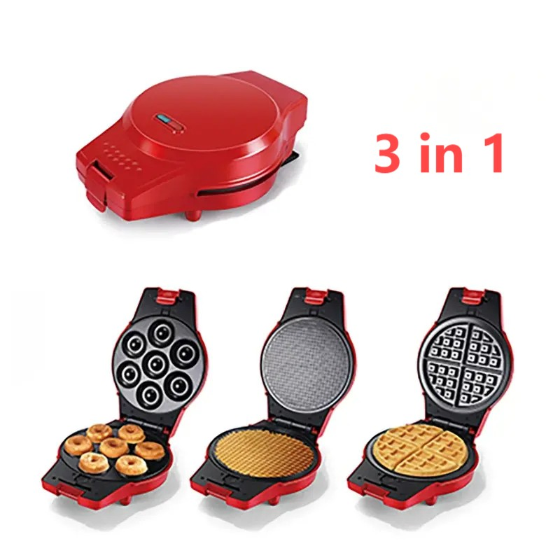 3-in-1 Multifunctional Electric Griddle Breakfast Maker, Donut, Cake, Sandwich, Waffle, Pancake & Egg Roll Machine