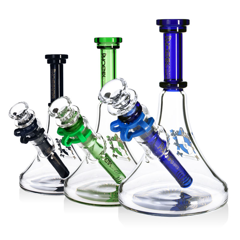 Phoenix Glass Beaker Dry Herb Glass Water Pipe Glass Smoking Pipe with Colored Downstem New Smoking Products