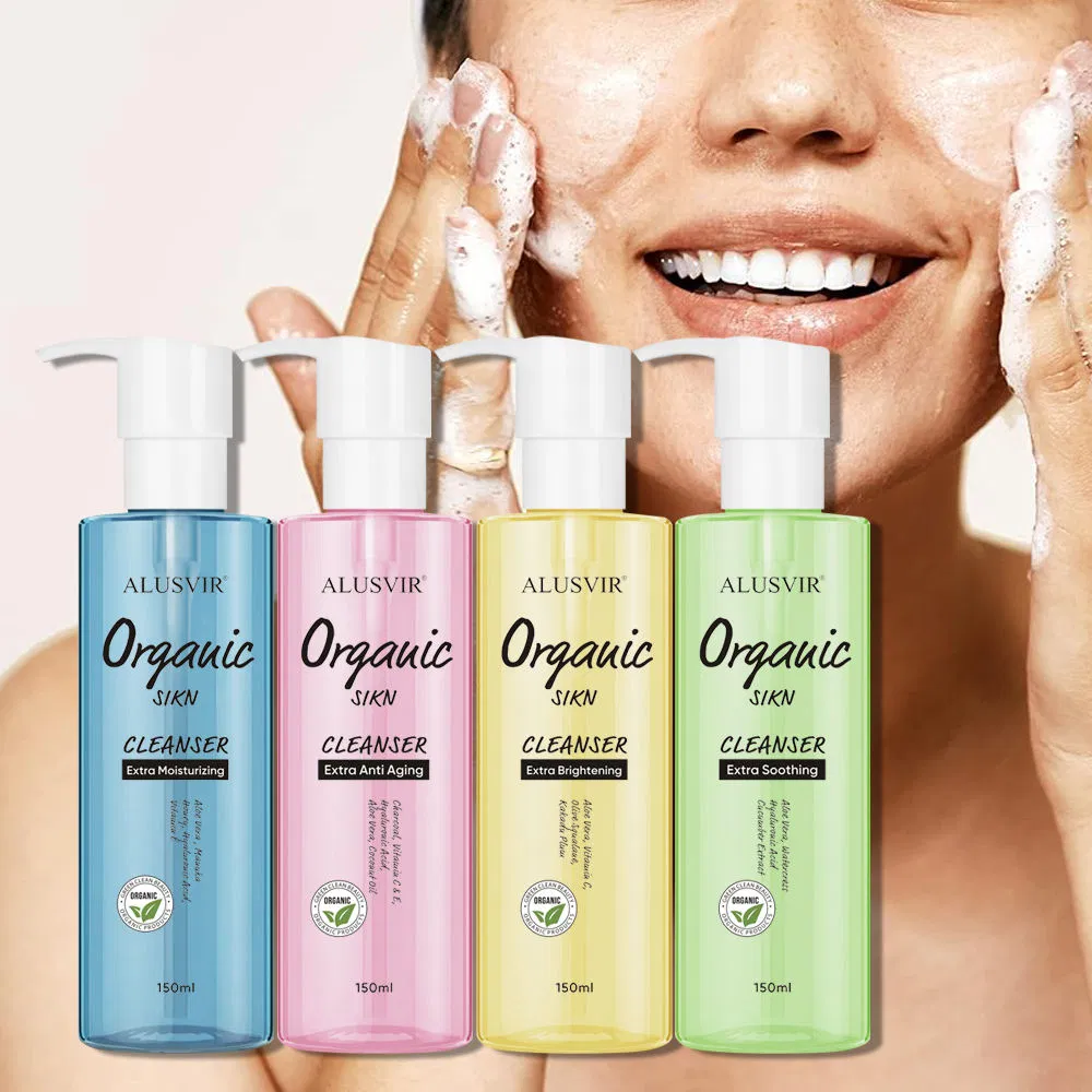 Organic Aole Vera Based Soothing Moisturizing Anti Aging Brightening Face Cleanser