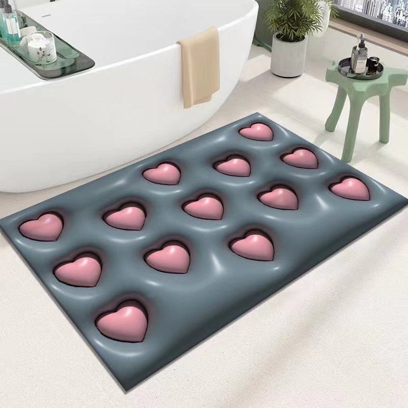 2024 Latest Cute Soft Diatom Mud 3D Stereoscopic Mat Anti-Slip Bathroom Mat