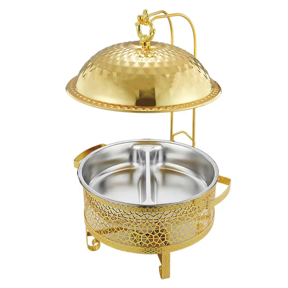 Factory Wholesale Gold Chafing Dish Buffet Set Stainless Steel Catering Food Warmer for Parties Weddings Dinners