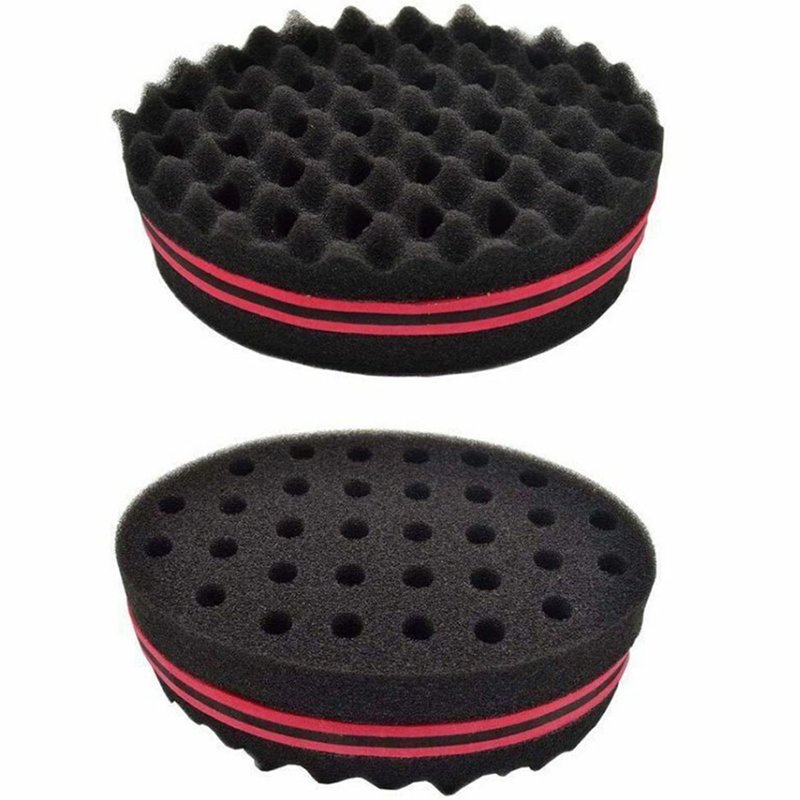 Hair Magic Twist Sponge Two Sides Dread Afro Coil Barber Sponge for Curl Curling Sponge Brush Men and Women Foam Hair Wave Sponge Big and Small Holes