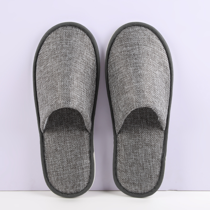 Hotel Flax Plush Slippers Disposable Inns Home Slippers Non-Slip Thickened Printed Logo
