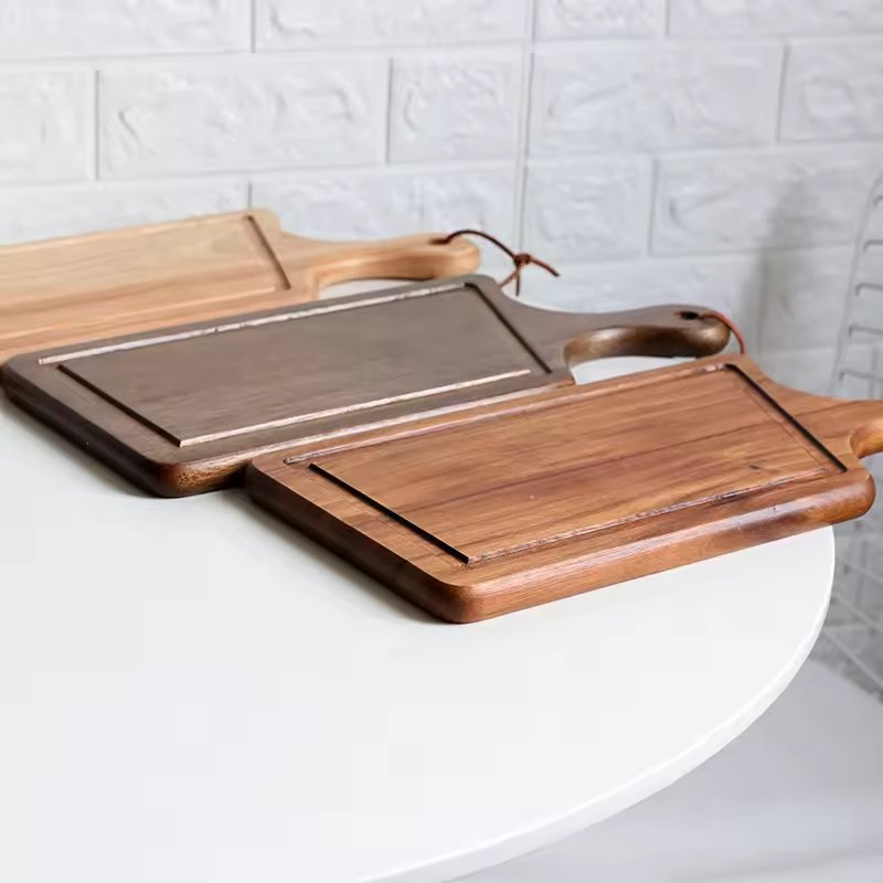 Wooden Cutlery Custom Home Wooden Cutting Board with Handle for Kitchen Chopping for Meat