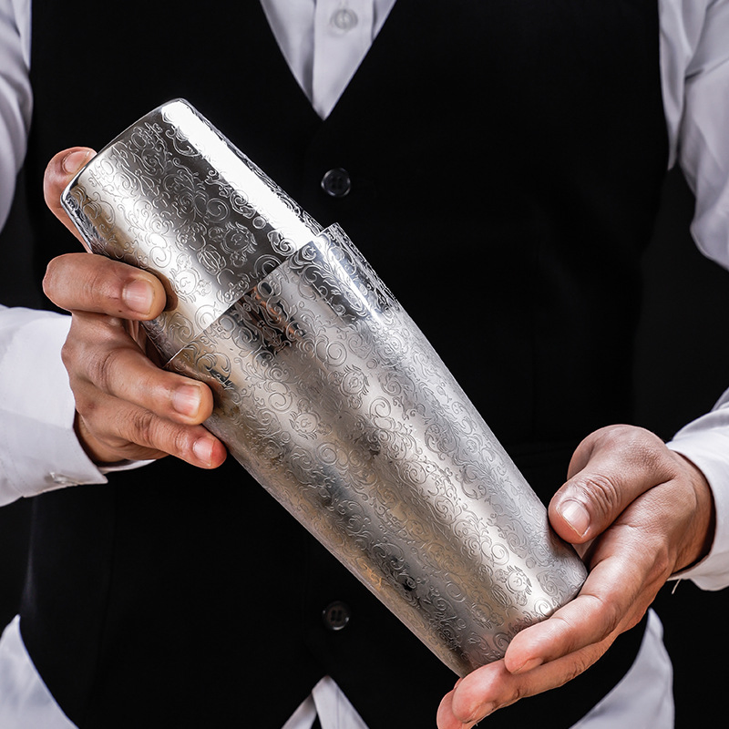 Бостонский шейкер из нержавеющей стали с гравировкой